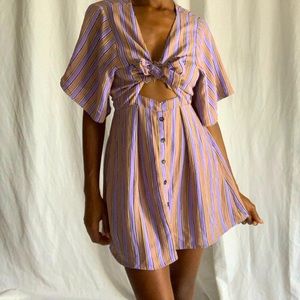Striped Cut out tie dress